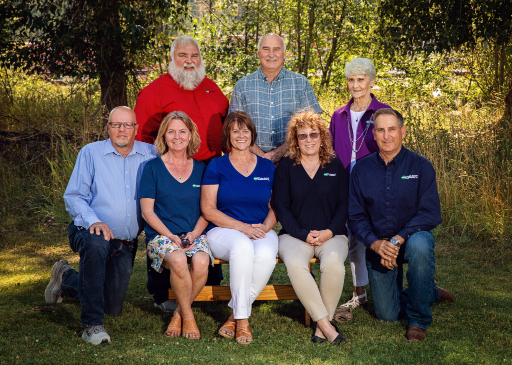 Trustees Group photo. Starting top left photo, Rod Kane, David Purdy, Marianne Roose. Bottom left photo, Rick Peterson, Sandi Mason, Tina Taurman, Myra Appel, Joel Graves