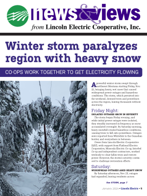 Rural Montana from Lincoln Electric Cooperative. Title: Winter storm paralyzes region with heavy snow.